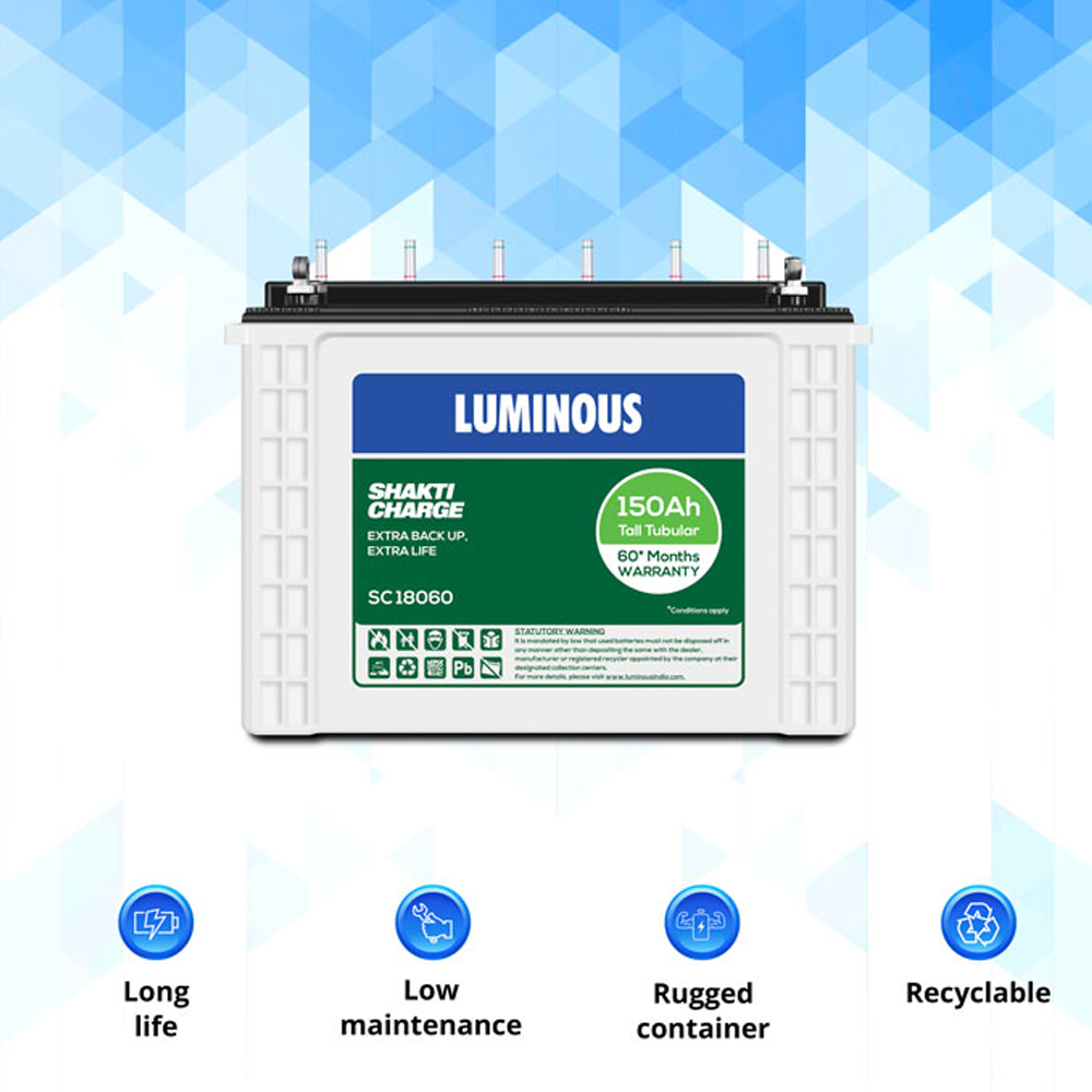 Luminous Tubular Inverter Battery SC 18060 150Ah 60m Warranty - Image 3