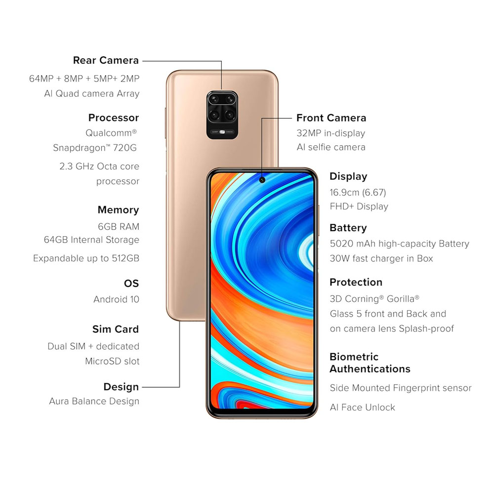 Redmi Smartphone Note9 Pro Max 6/64 Aurora Blue –