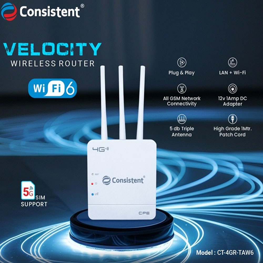 Consistent 4G Router Wireless Velocity Wifi6 CT-4GR-TAW6